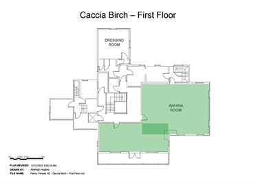 floor plan indicates the location of awhina room in caccia birch house
